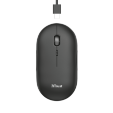 Trust Puck Bežični Punjivi Miš, Ultra-tanki, Tihi, Crni