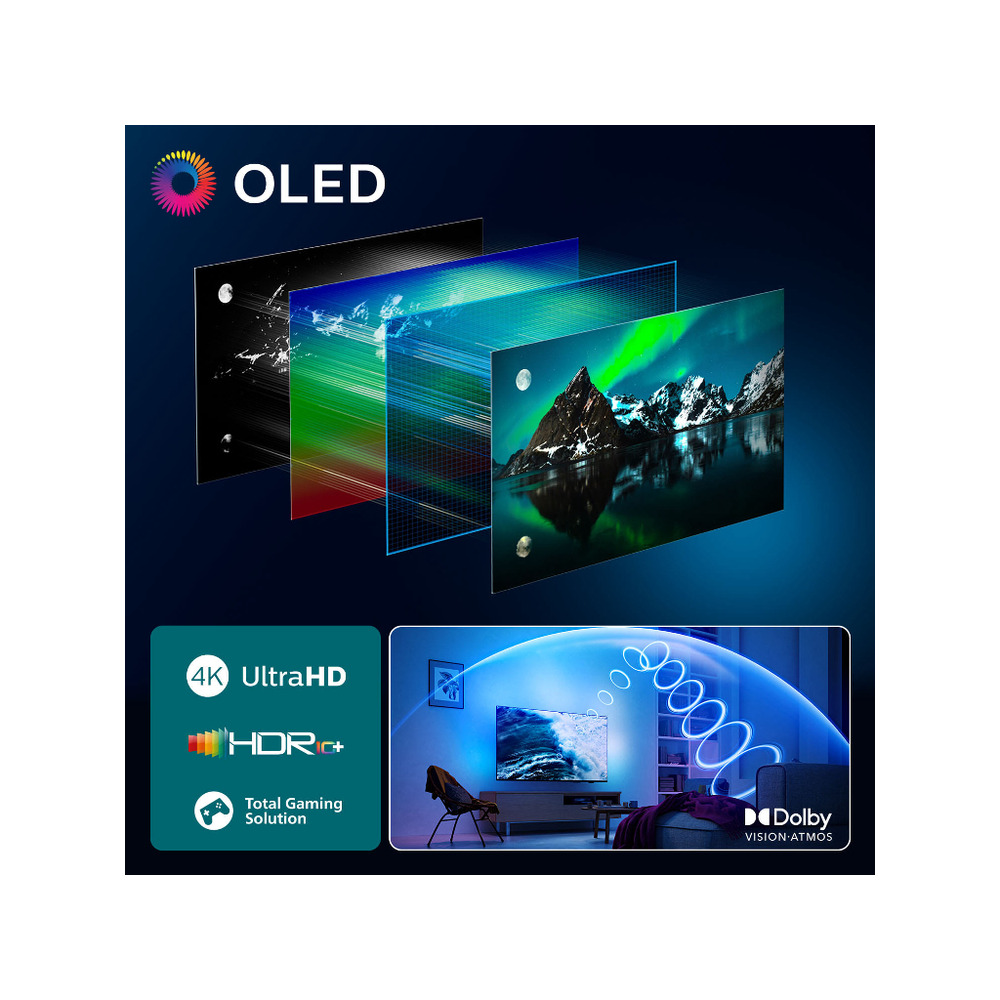 Philips 55''OLED770 4K TitanAmbilight s 3 strane; 2.1 HDMI; P5 AI perfect; panel 120 HZ