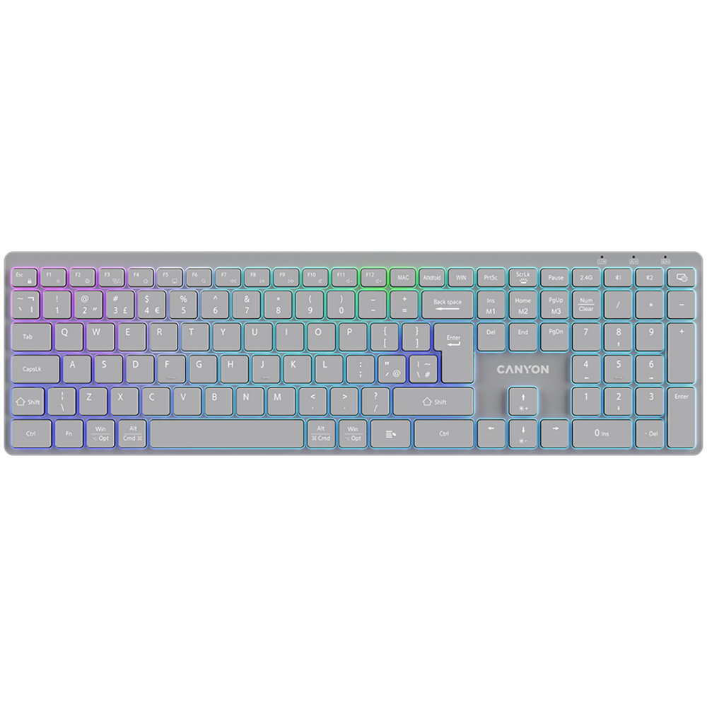 Canyon RGB Dual Mode Bežična Tastatura Siva