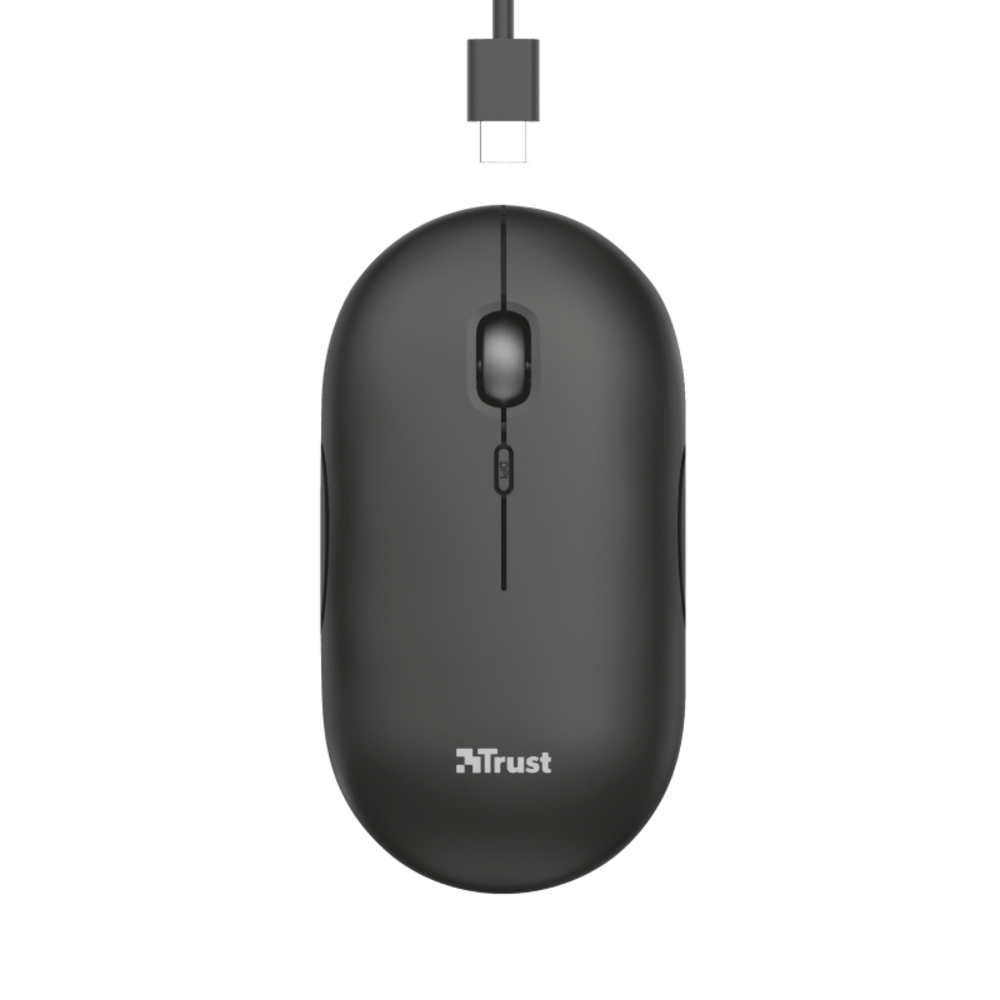 Trust Puck Bežični Punjivi Miš, Ultra-tanki, Tihi, Crni