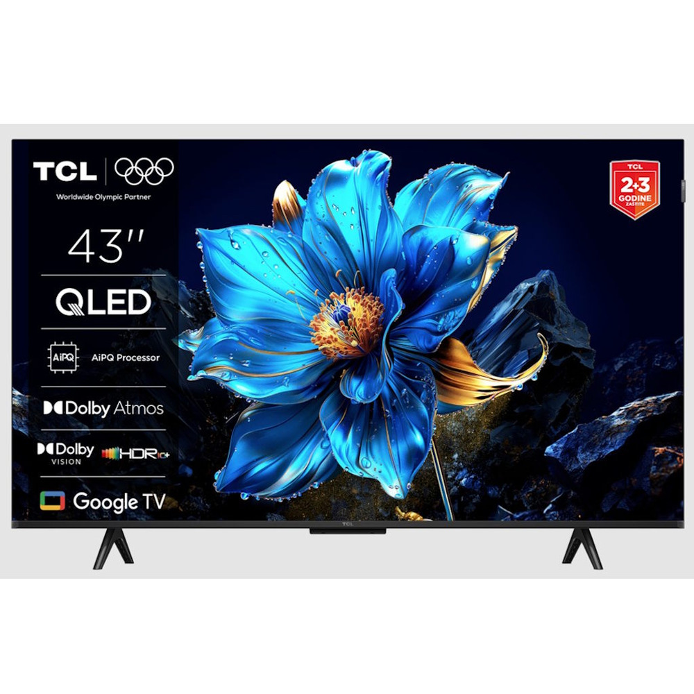 TCL 43"P7K 4K QLED TV 60HzGoogle TV; HDR multi-format;HVA Panel; Game Master; Dolby Atmos;