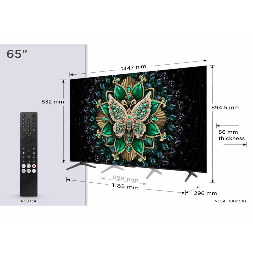TCL TV 65C6K 4K QD-Mini LED TV144Hz Google TV; Game Master;Dolby Atmos; Onkyo 2.1; HDR Premium;