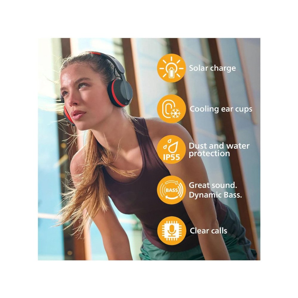 Philips TAA6219BK BT slušalSolarno napajane; perivijastučići za uši; baterije od 80 sat