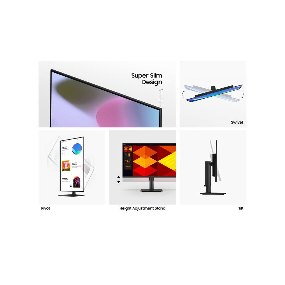 Samsung 27" FHD Posl Mon S40GDIPS, 100Hz, 5ms, 250cd, 2xHDMIDP, USB, HAS, Pivot, Tilt, Swivel